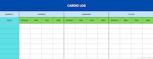 Fitness Templates 6 Cardio Log