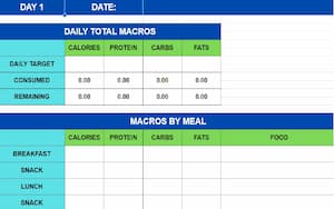 Fitness Templates 5 Macros Log